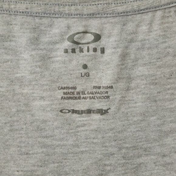Oakley Womens Graphic 75 Relaxed Fit Scoop Neck Striped T-Shirt Grey Cotton Sz L - Picture 6 of 8